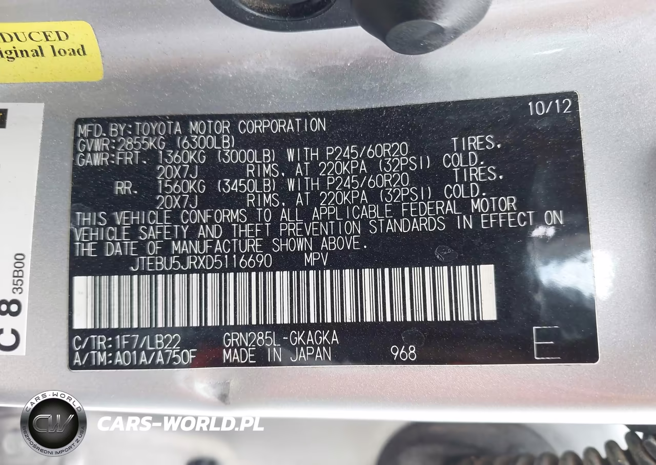 2013 Toyota 4Runner Limited VIN:JTEBU5JRXD5116690 - 9
