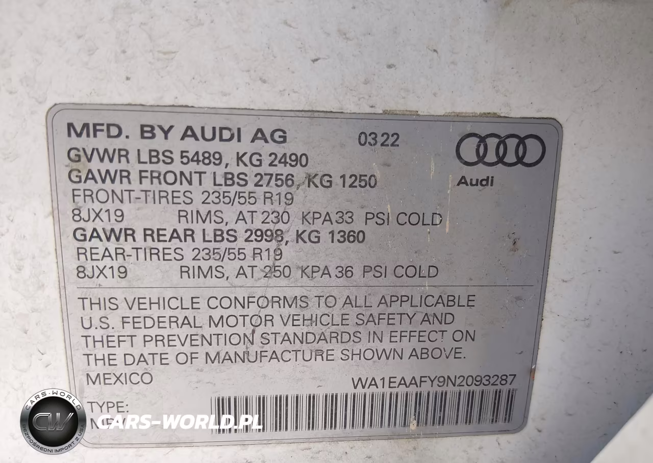 2022 Audi Q5 Premium Plus 45 Tfsi S Line Quattro S Tronic VIN:WA1EAAFY9N2093287 - 9
