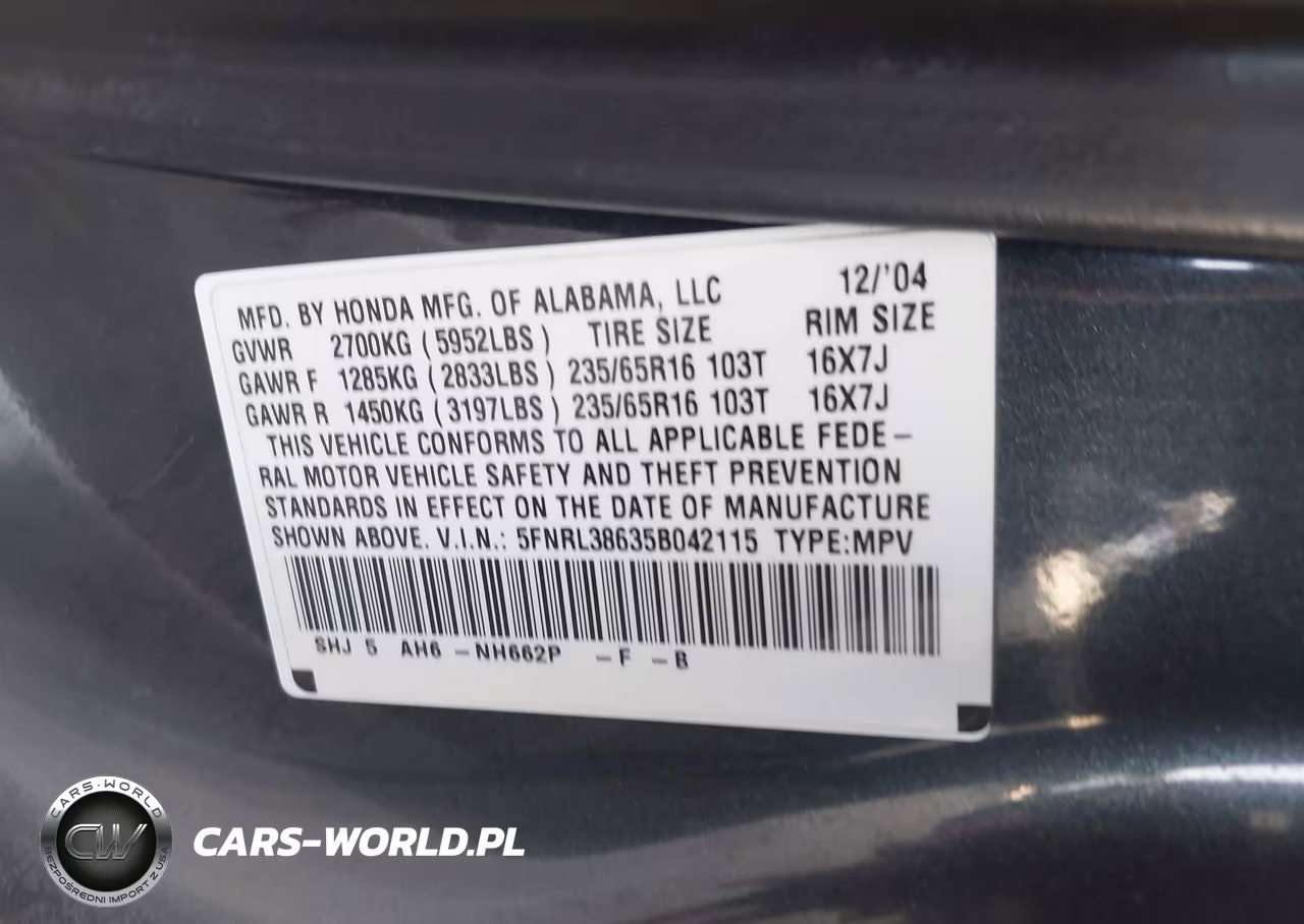 2005 Honda Odyssey Ex-L VIN:5FNRL38635B042115 - 9