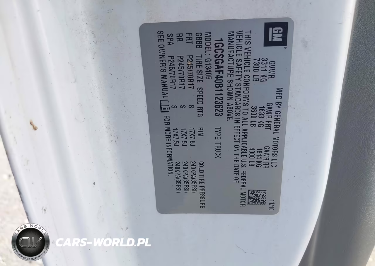 2011 Chevrolet Express 1500 Work Van VIN:1GCSGAF40B1123623 - 9