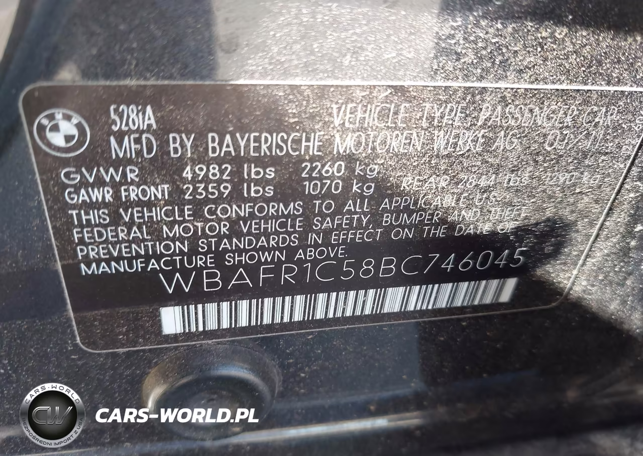 2011 BMW 528I VIN:WBAFR1C58BC746045 - 9