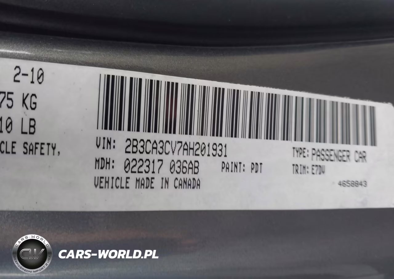 2010 Dodge Charger Sxt VIN:2B3CA3CV7AH201931 - 9