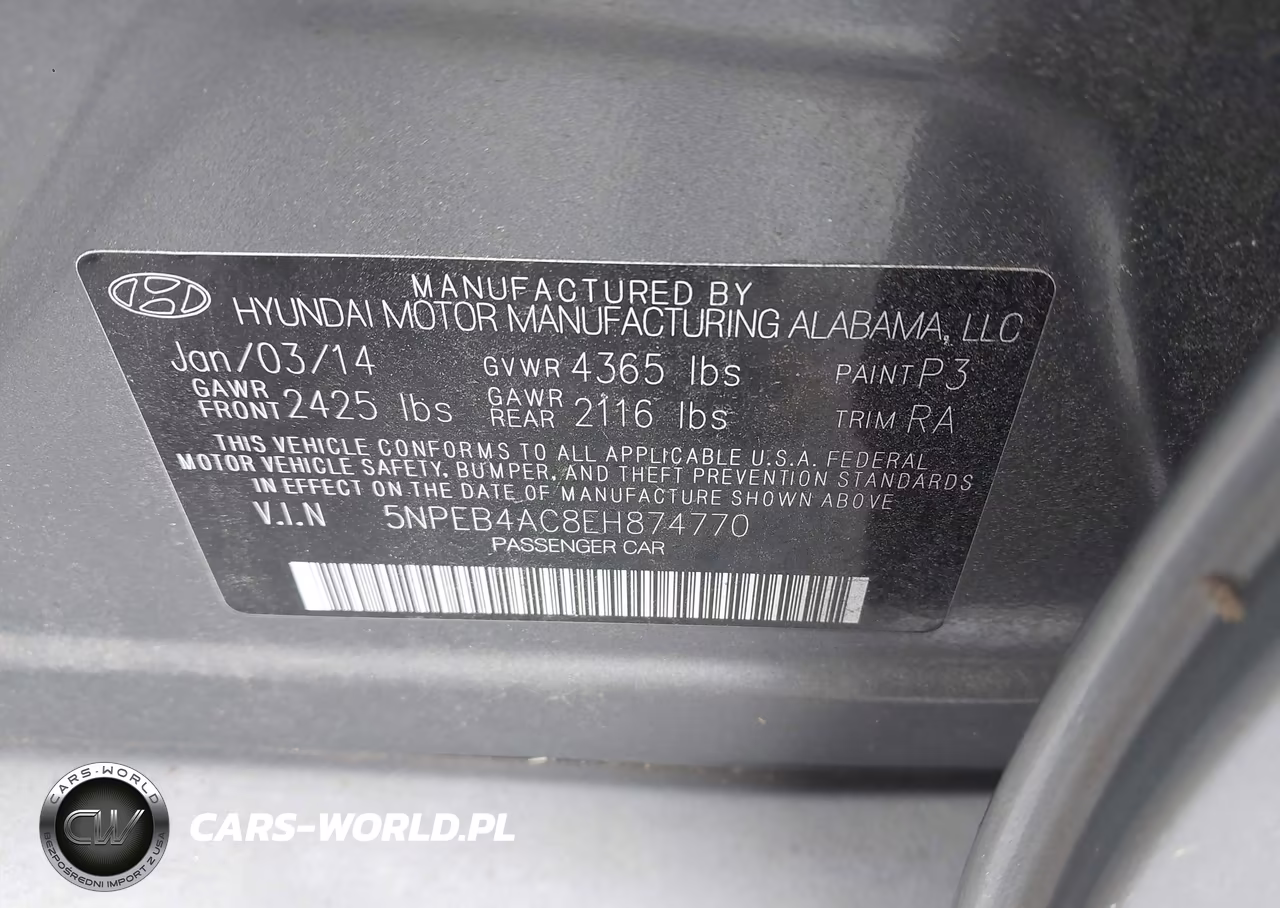 2014 Hyundai Sonata Gls VIN:5NPEB4AC8EH874770 - 9