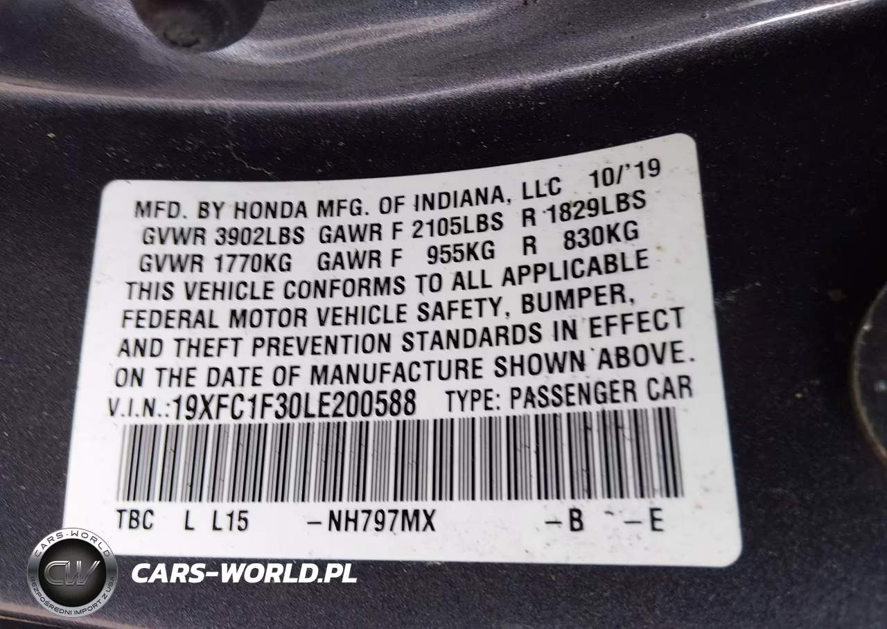 2020 Honda Civic Ex VIN:19XFC1F30LE200588 - 9