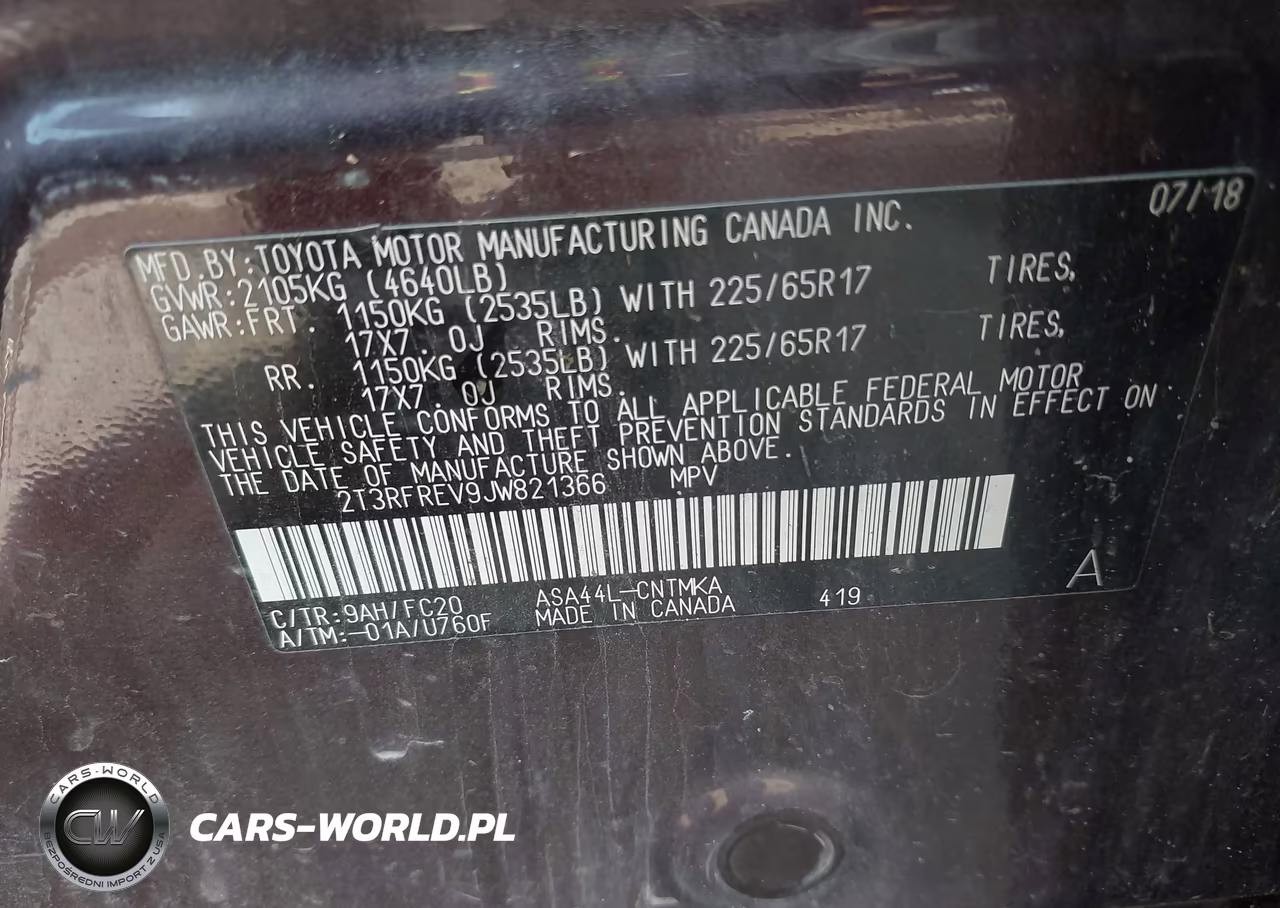 2018 Toyota Rav4 Xle VIN:2T3RFREV9JW821366 - 9