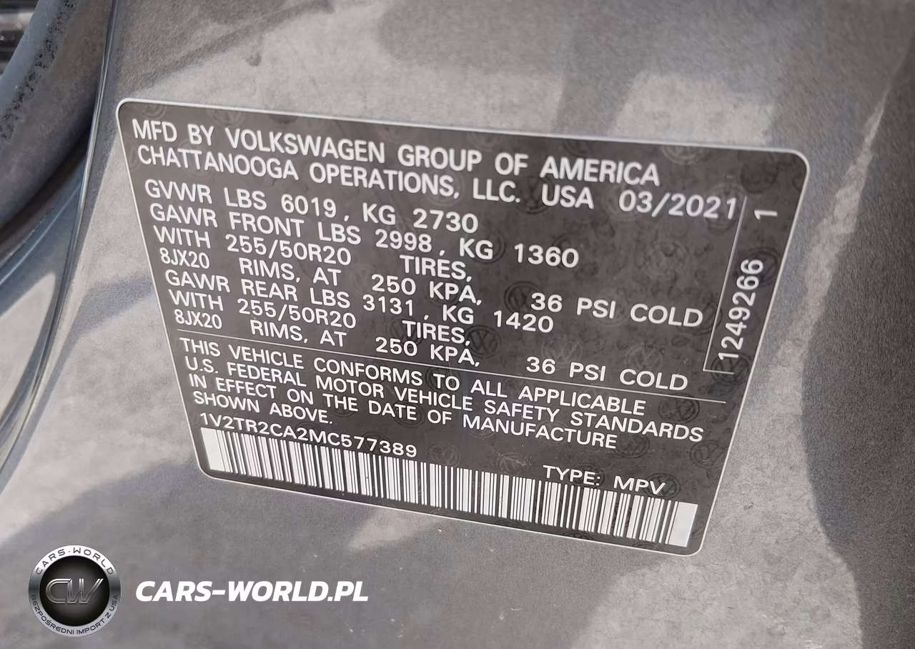 2021 Volkswagen Atlas 3.6L V6 Sel Premium VIN:1V2TR2CA2MC577389 - 9