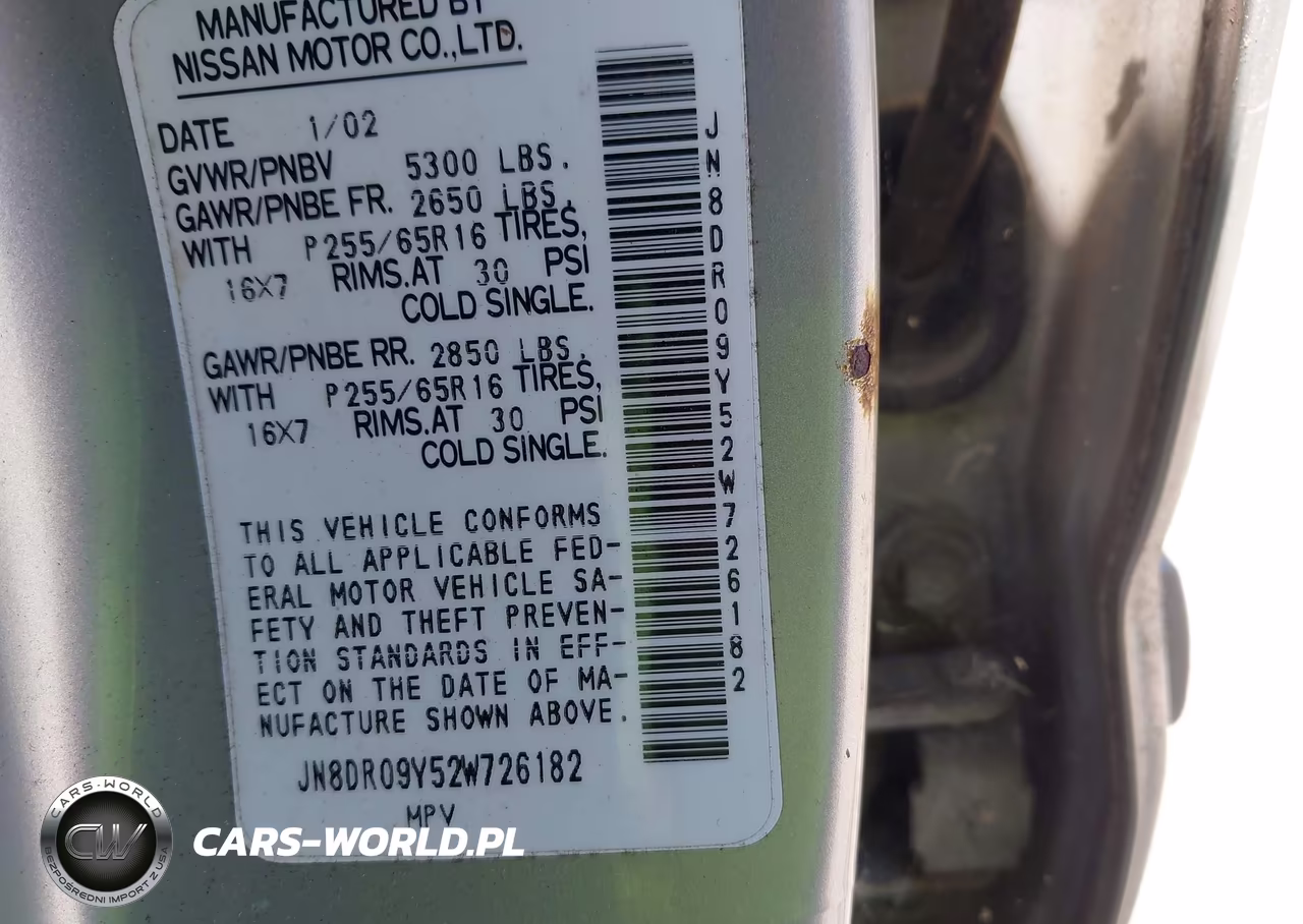 2002 Nissan Pathfinder Se VIN:JN8DR09Y52W726182 - 9