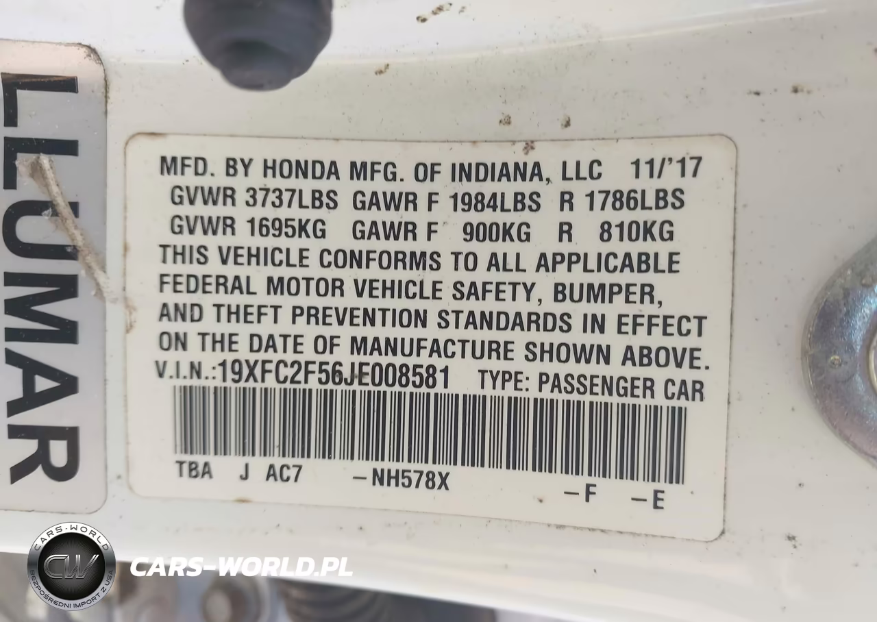 2018 Honda Civic Lx VIN:19XFC2F56JE008581 - 9
