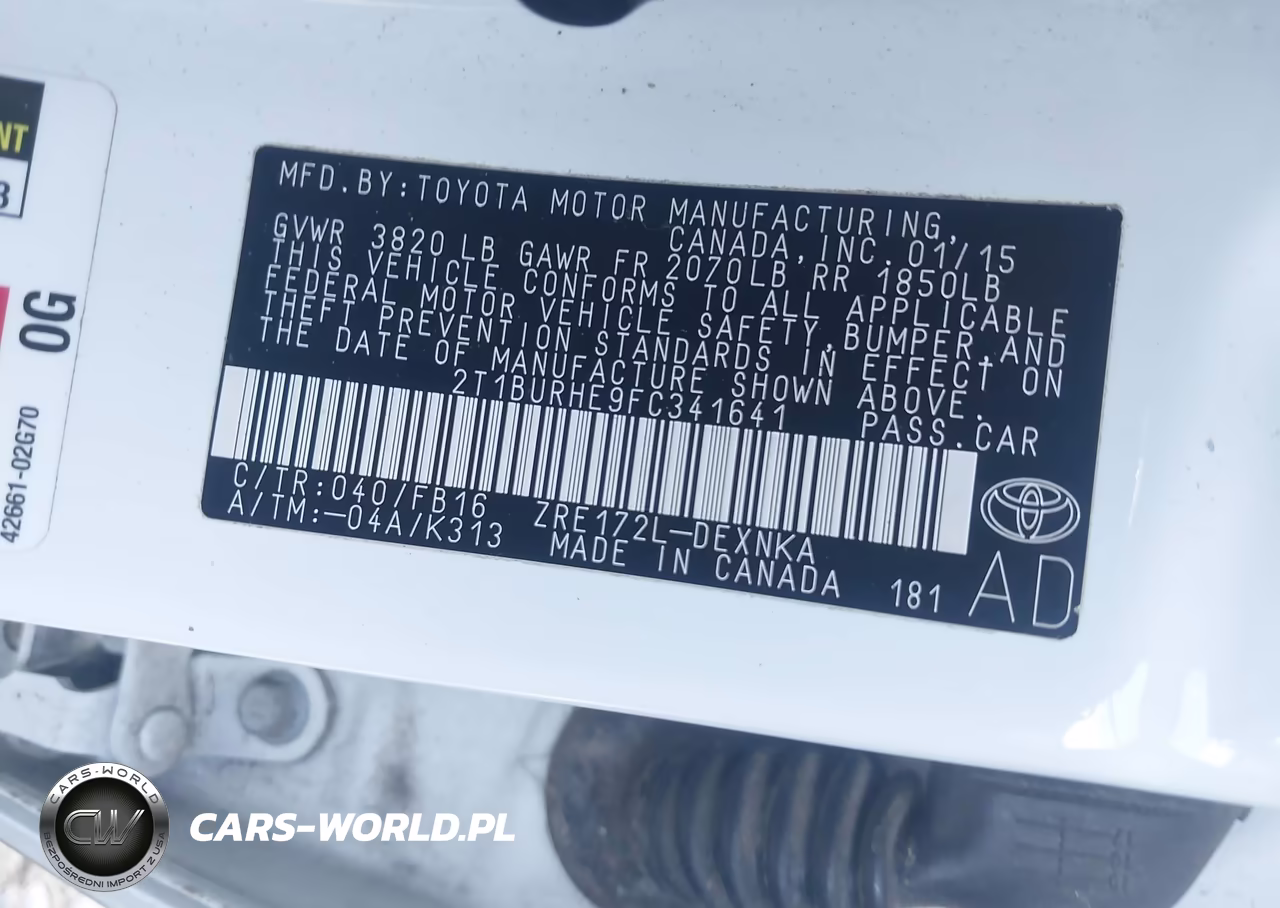 2015 Toyota Corolla Le VIN:2T1BURHE9FC341641 - 9