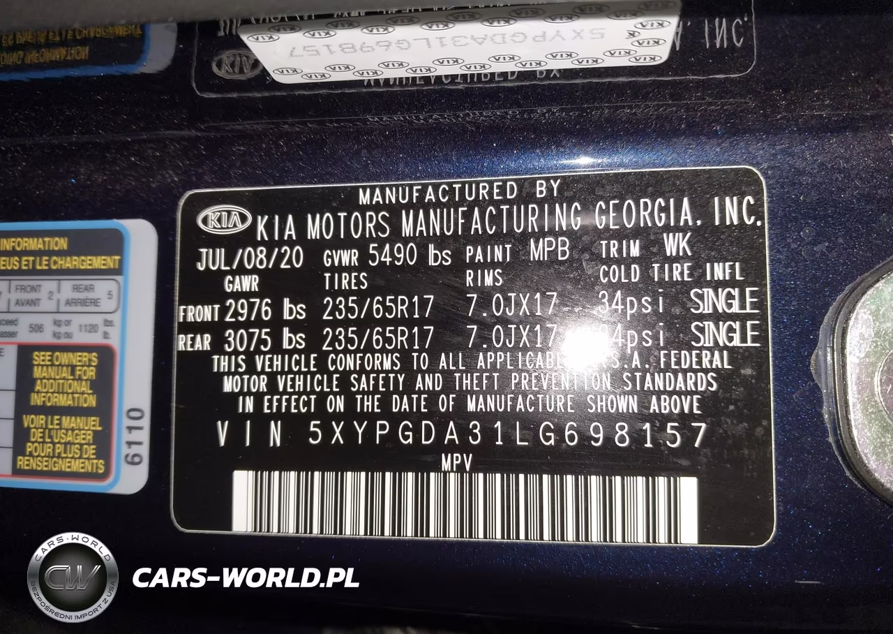 2020 Kia Sorento 2.4L Lx VIN:5XYPGDA31LG698157 - 9