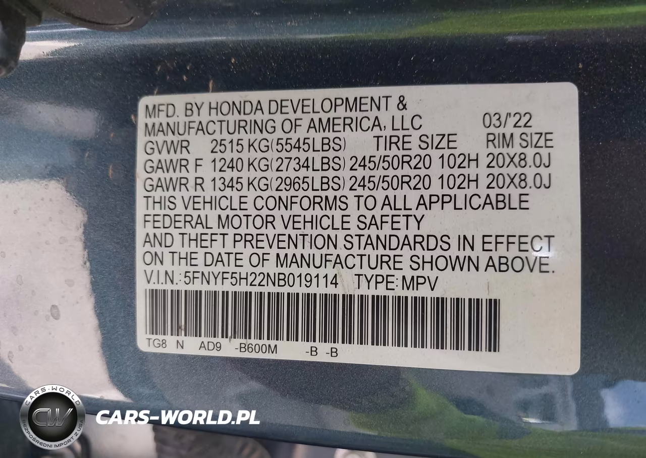 2022 Honda Pilot 2Wd Special Edition VIN:5FNYF5H22NB019114 - 9