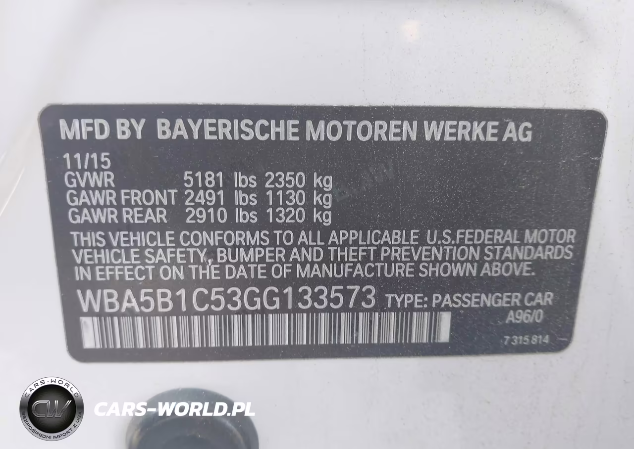 2016 BMW 535I VIN:WBA5B1C53GG133573 - 9