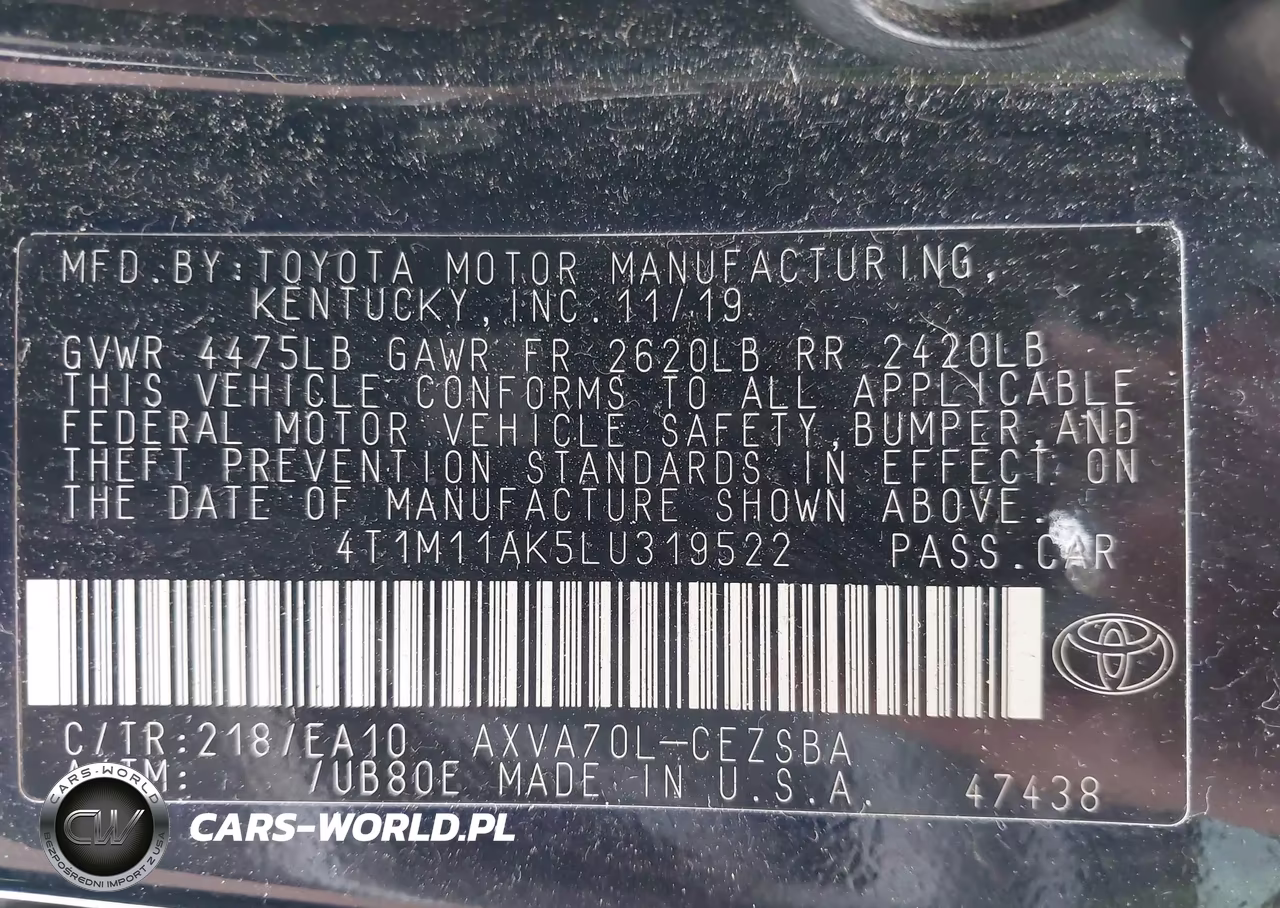 2020 Toyota Camry Se VIN:4T1M11AK5LU319522 - 9