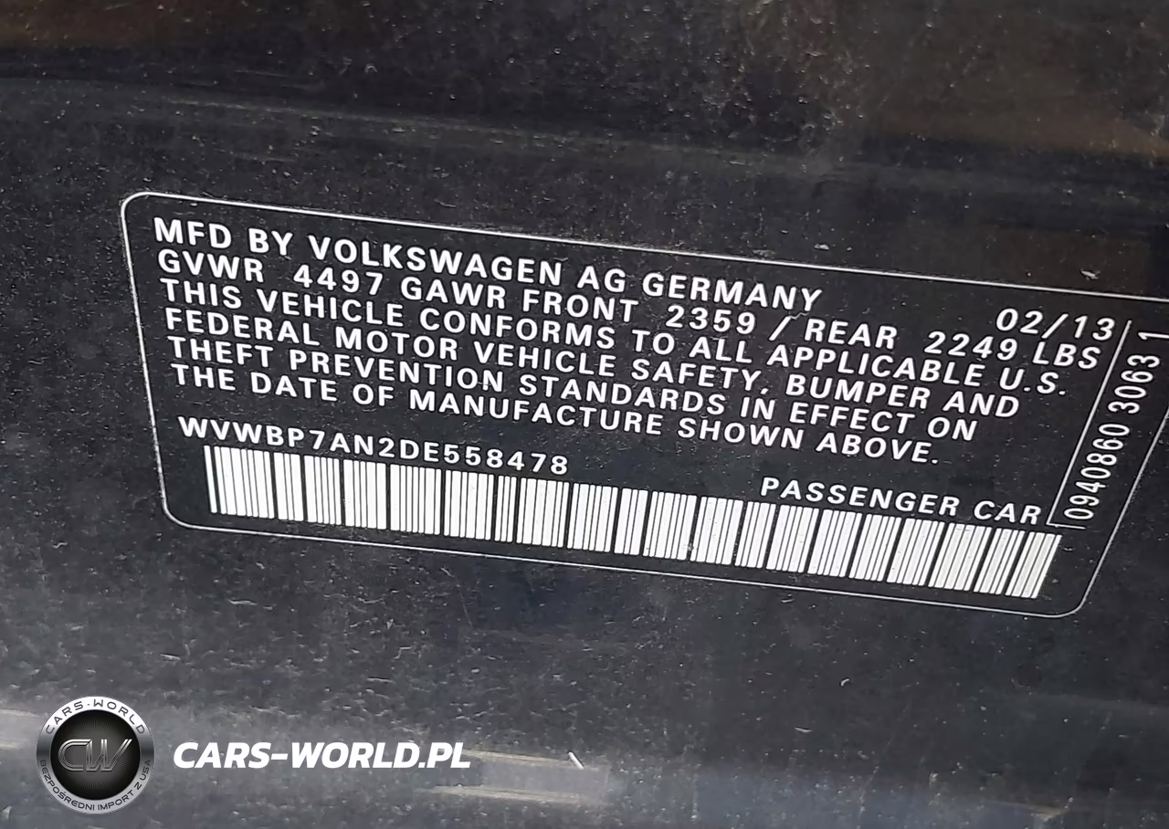 2013 Volkswagen Cc 2.0T R-Line VIN:WVWBP7AN2DE558478 - 9