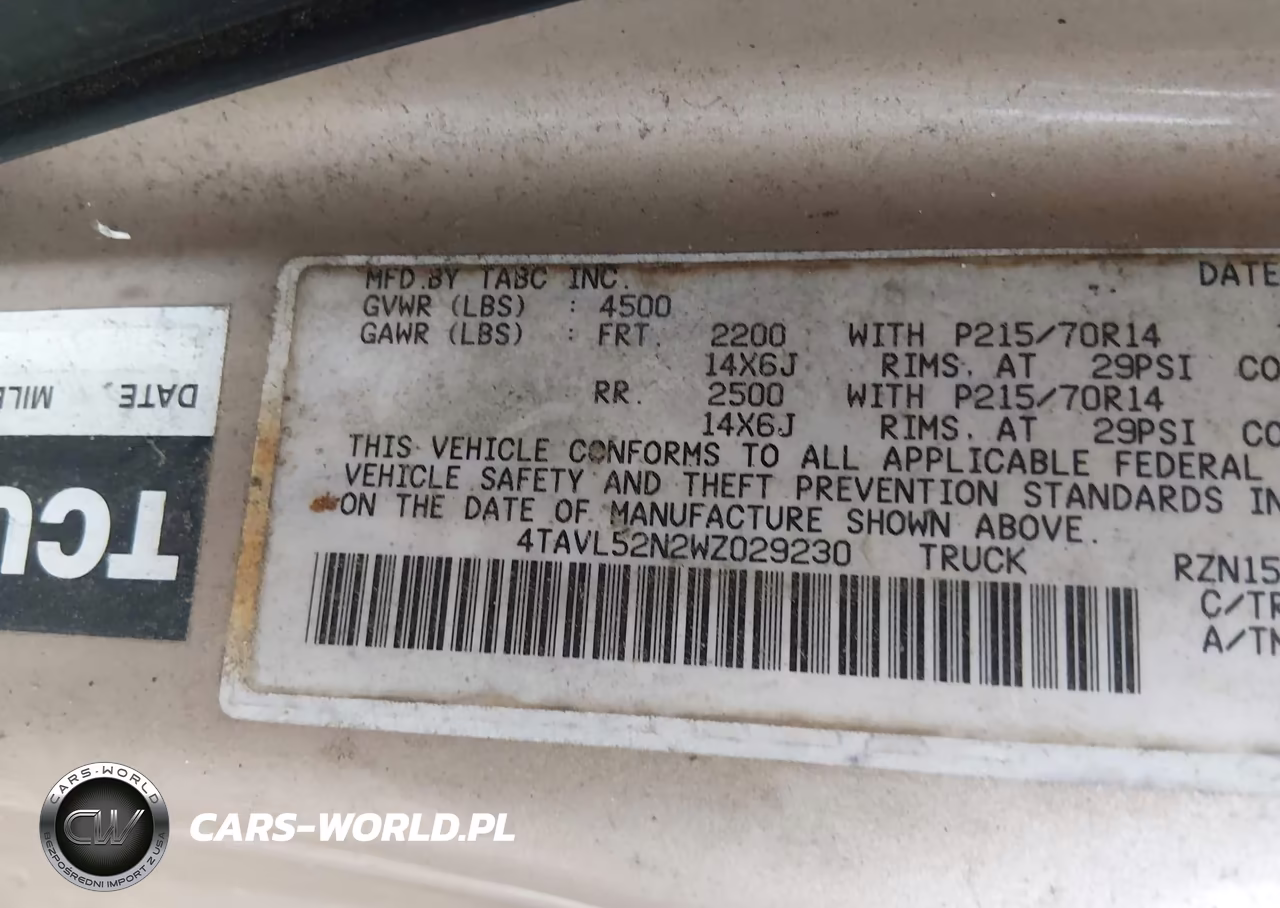 1998 Toyota Tacoma VIN:4TAVL52N2WZ029230 - 9
