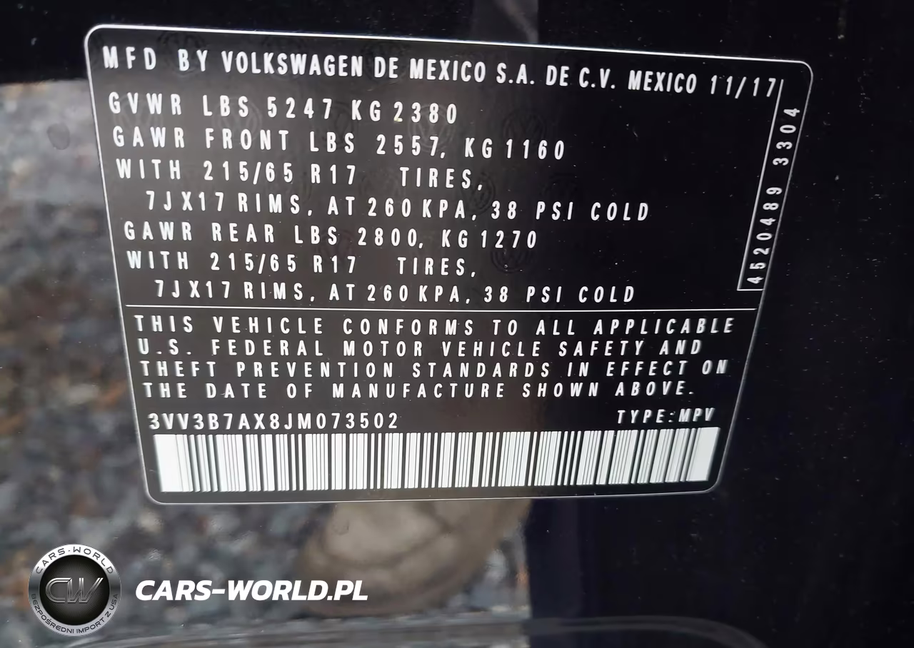 2018 Volkswagen Tiguan 2.0T Se-2.0T Sel VIN:3VV3B7AX8JM073502 - 9