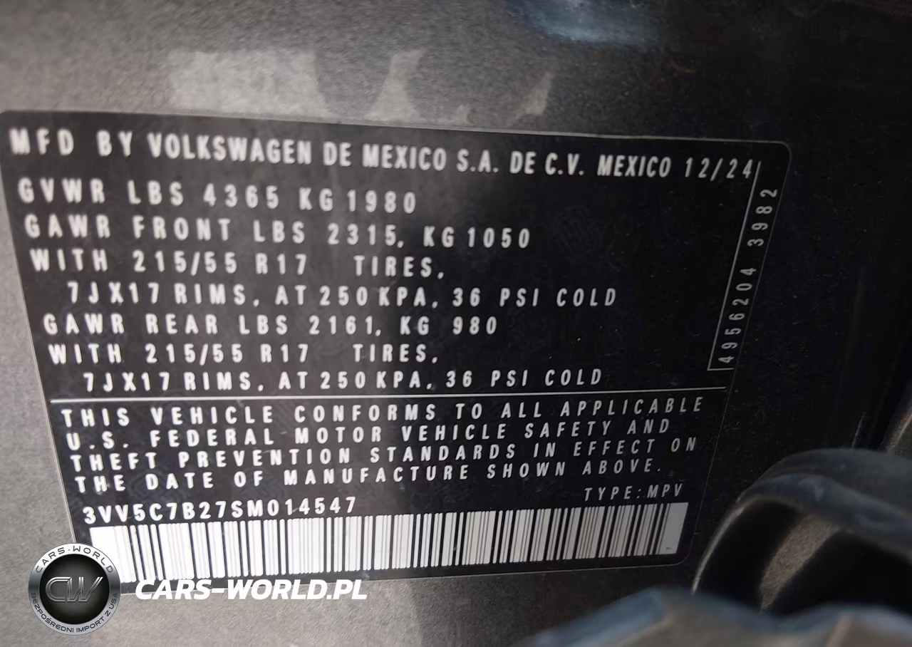 2025 Volkswagen Taos 1.5T S VIN:3VV5C7B27SM014547 - 9
