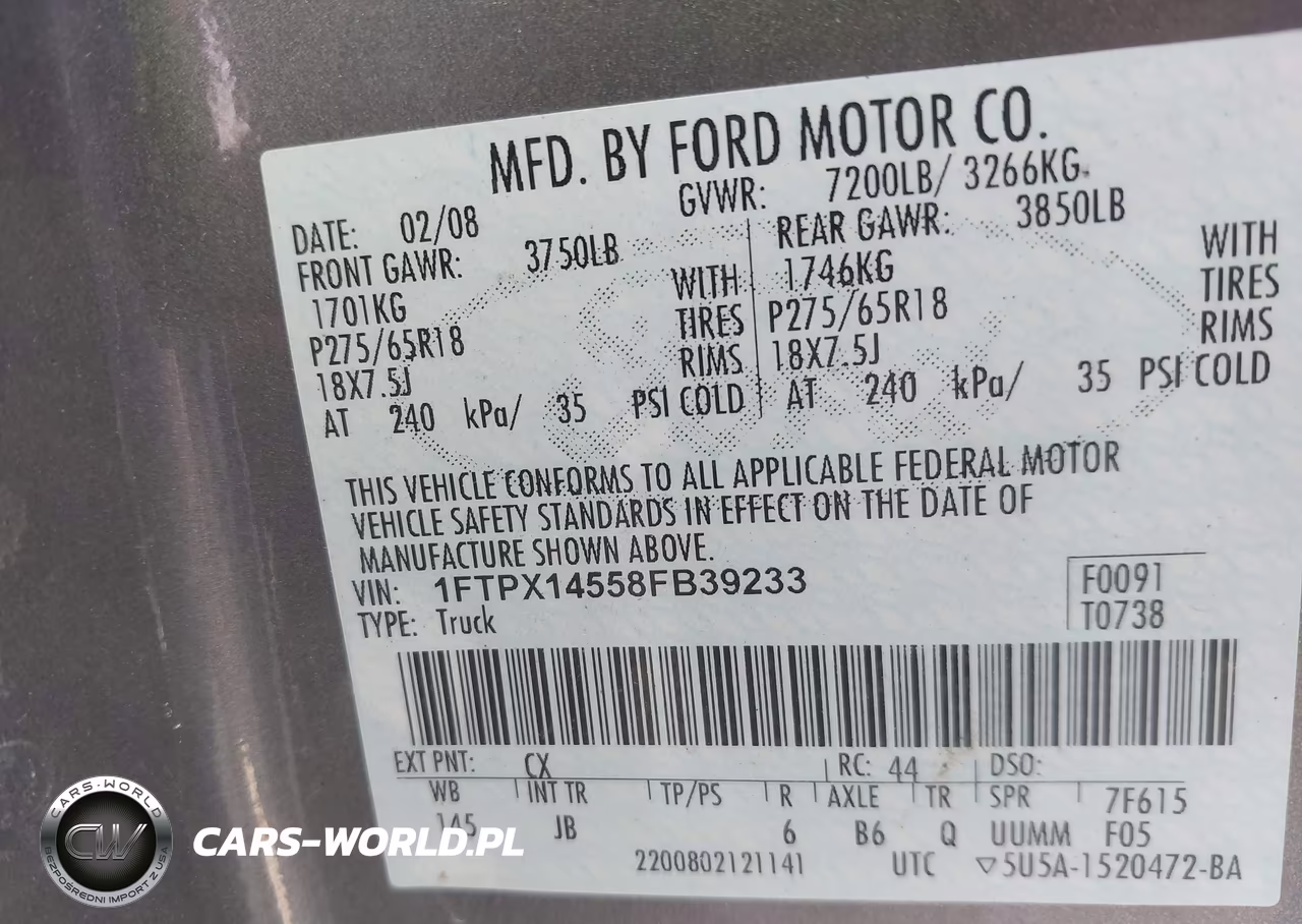 2008 Ford F150 VIN:1FTPX14558FB39233 - 9