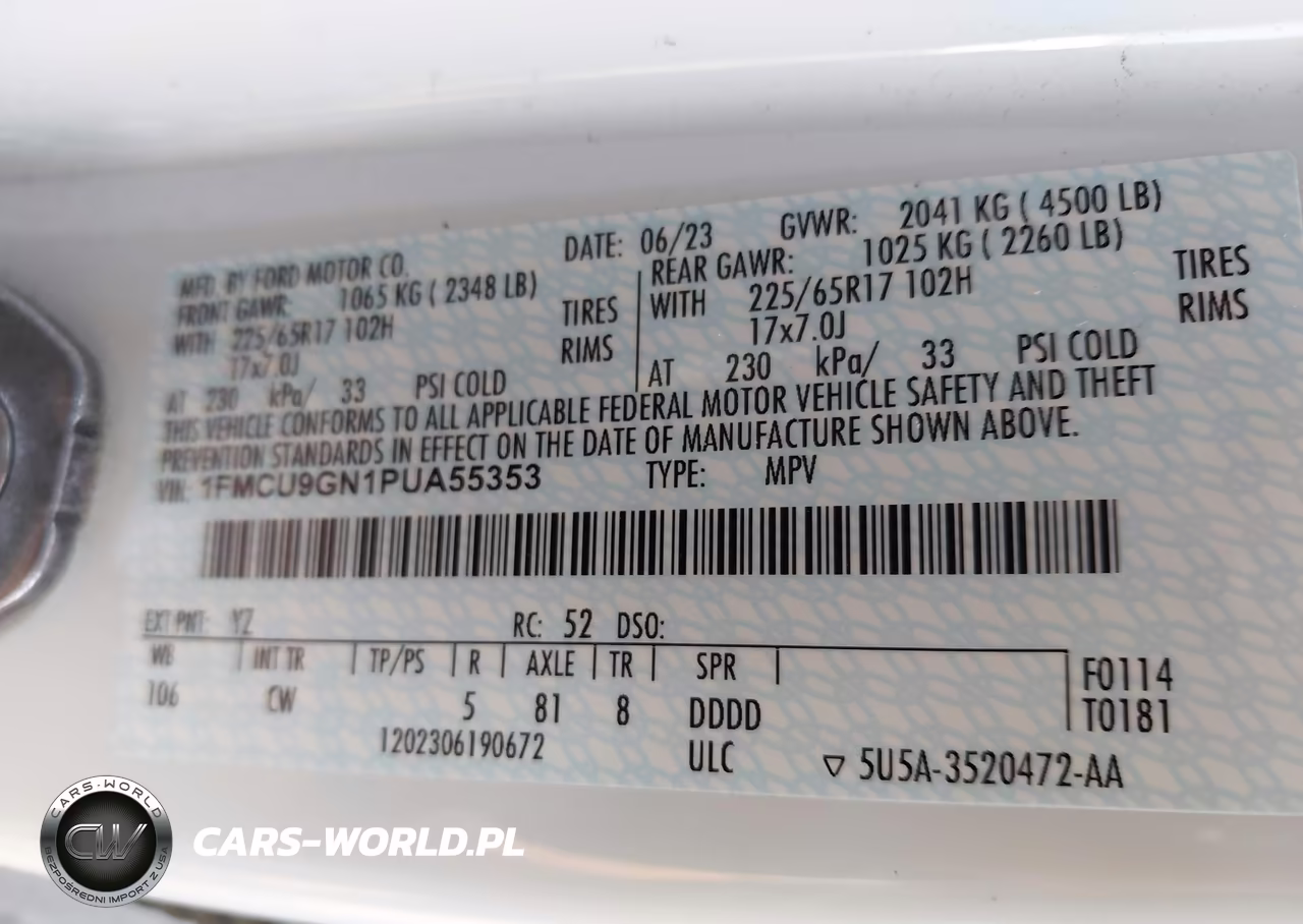 2023 Ford Escape Active VIN:1FMCU9GN1PUA55353 - 9