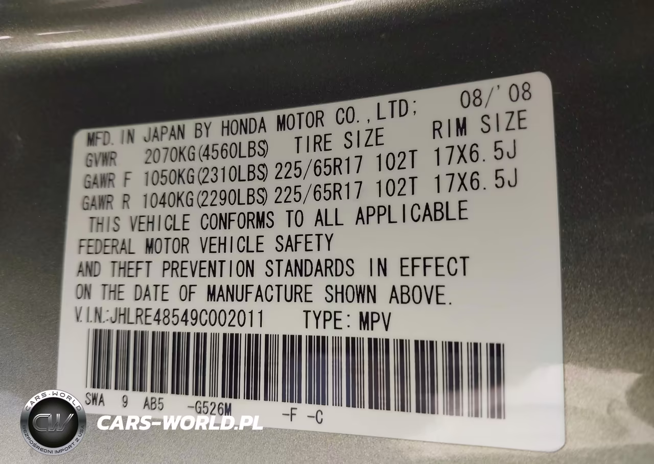 2009 Honda Cr-V Ex VIN:JHLRE48549C002011 - 9