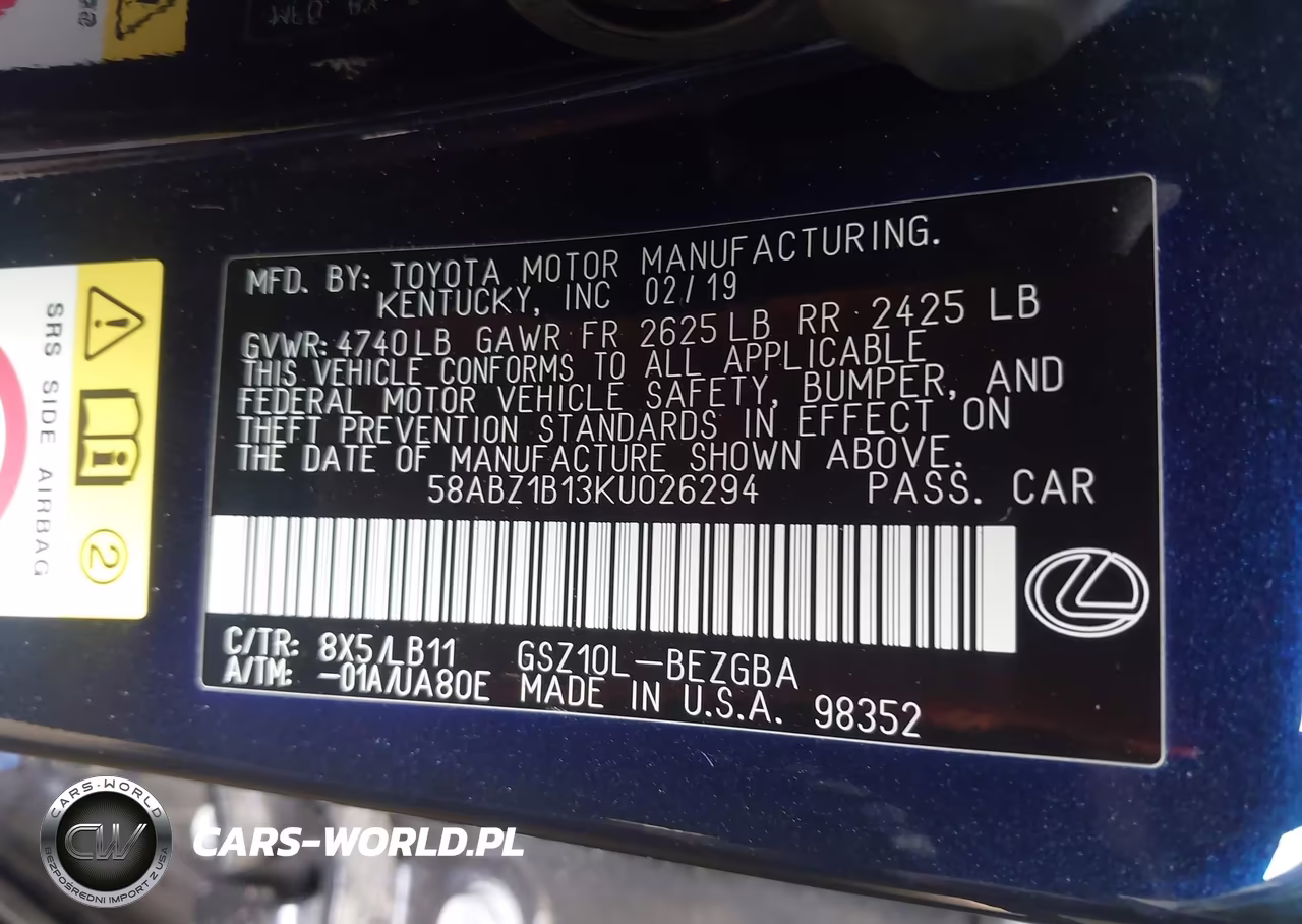 2019 Lexus Es 350 Luxury VIN:58ABZ1B13KU026294 - 9