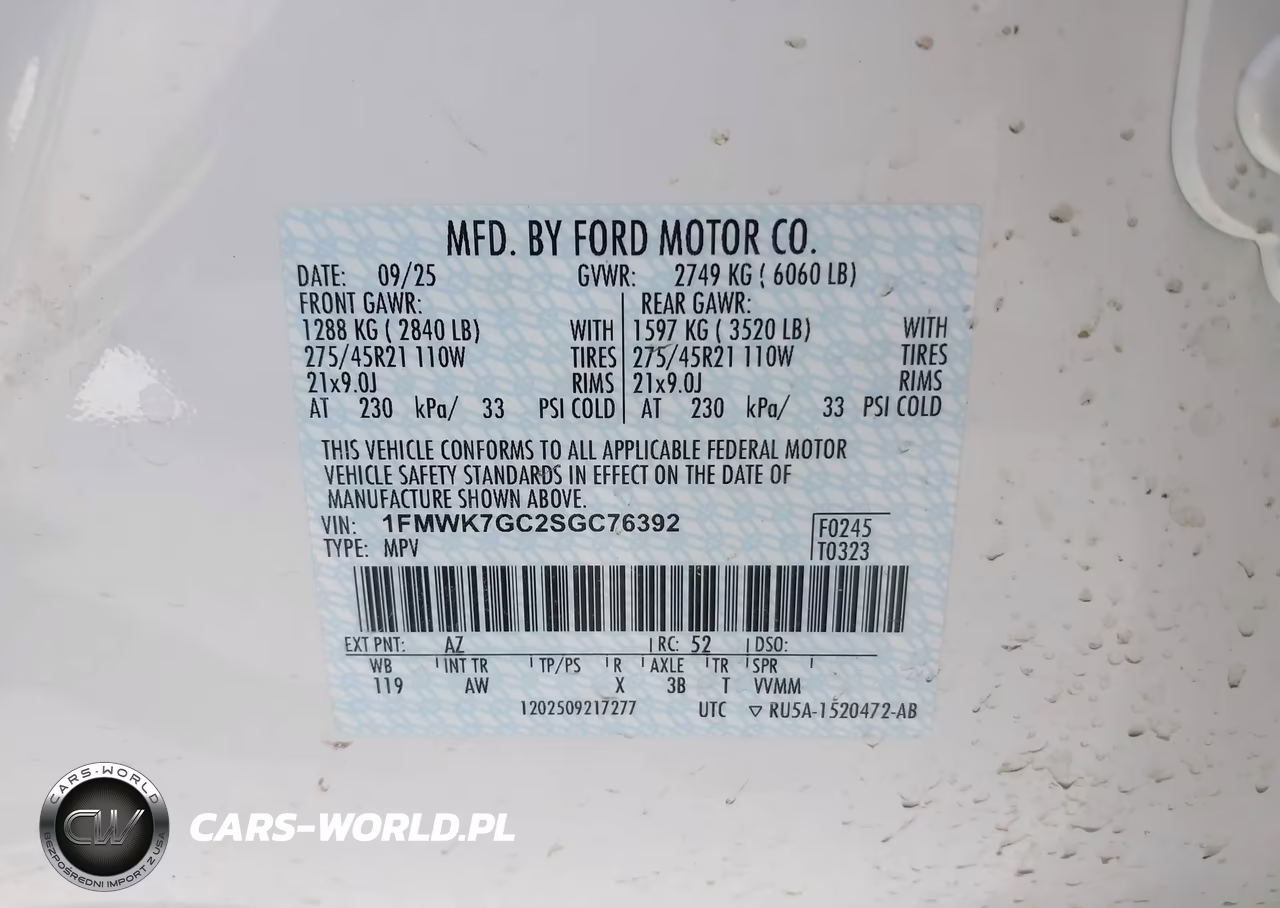 2025 Ford Explorer St VIN:1FMWK7GC2SGC76392 - 9
