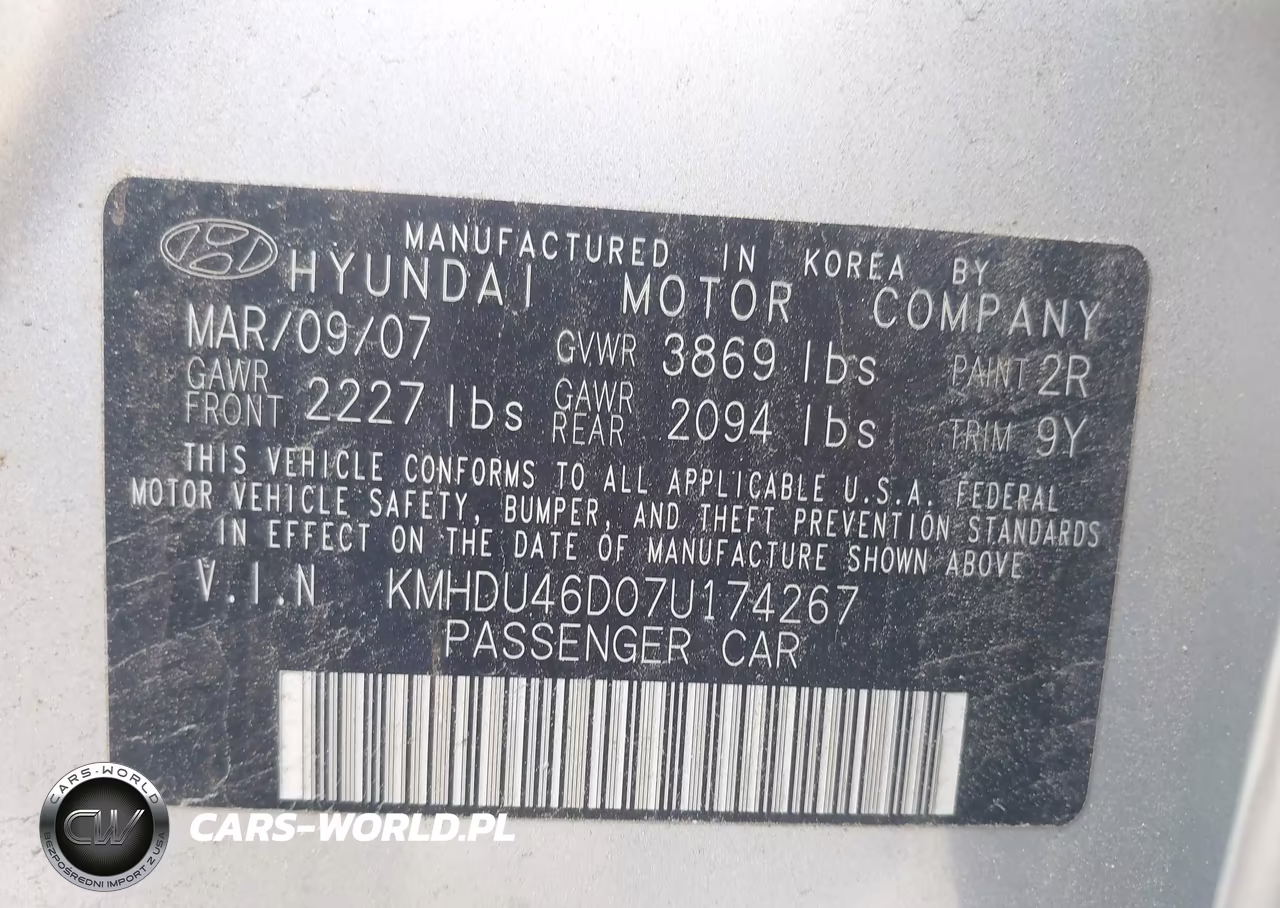 2007 Hyundai Elantra Gls-Ltd-Se VIN:KMHDU46D07U174267 - 9