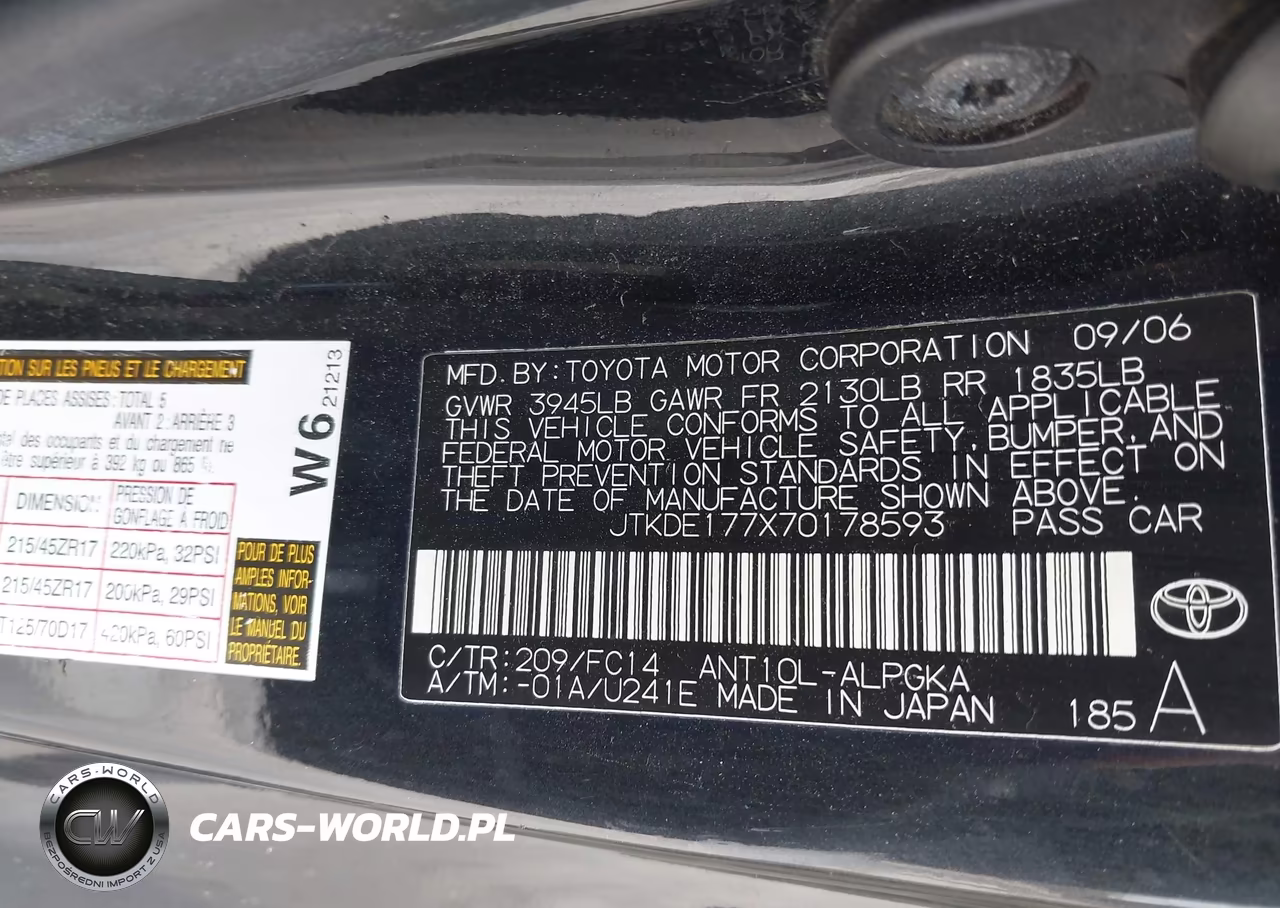 2007 Scion Tc VIN:JTKDE177X70178593 - 9