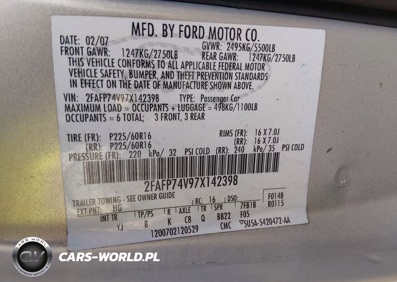 2007 Ford Crown Victoria Lx VIN:2FAFP74V97X142398 - 9