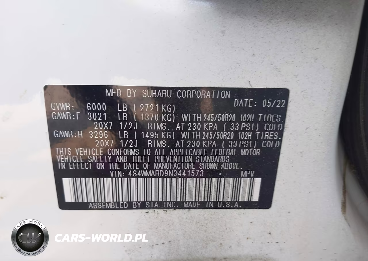 2022 Subaru Ascent Touring VIN:4S4WMARD9N3441573 - 9