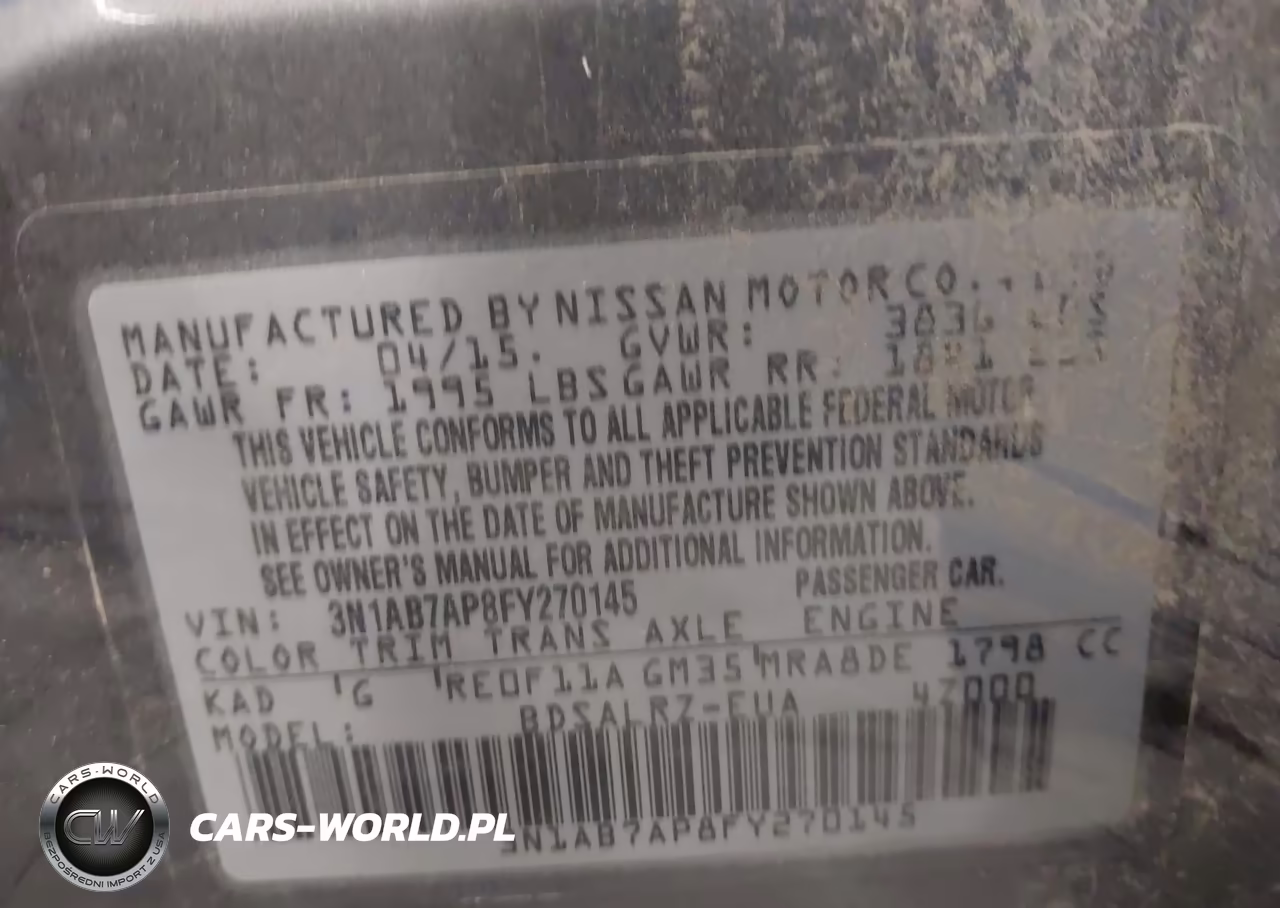 2015 Nissan Sentra Sr VIN:3N1AB7AP8FY270145 - 9