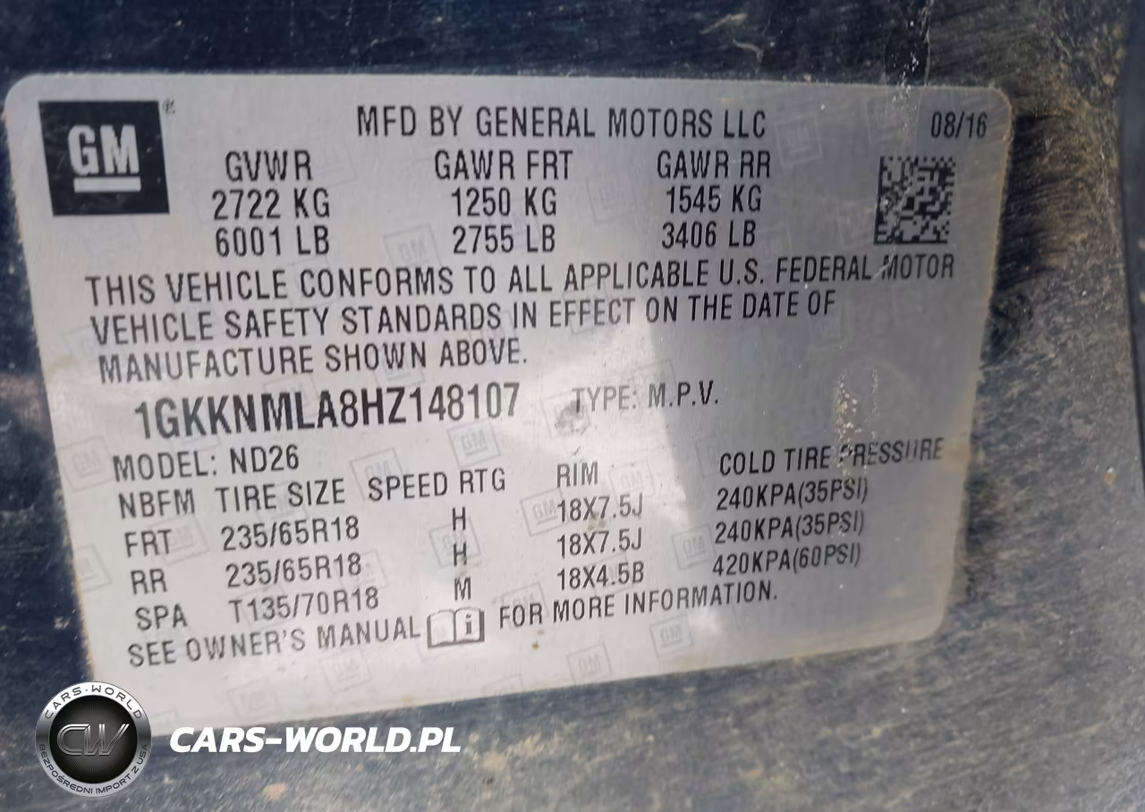 2017 GMC Acadia Slt-1 VIN:1GKKNMLA8HZ148107 - 9
