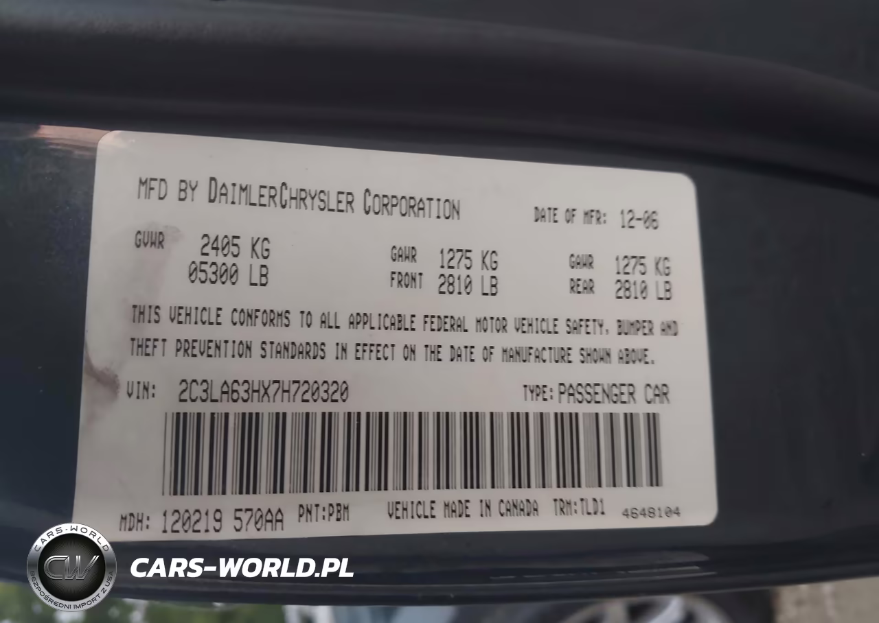 2007 Chrysler 300C VIN:2C3LA63HX7H720320 - 9