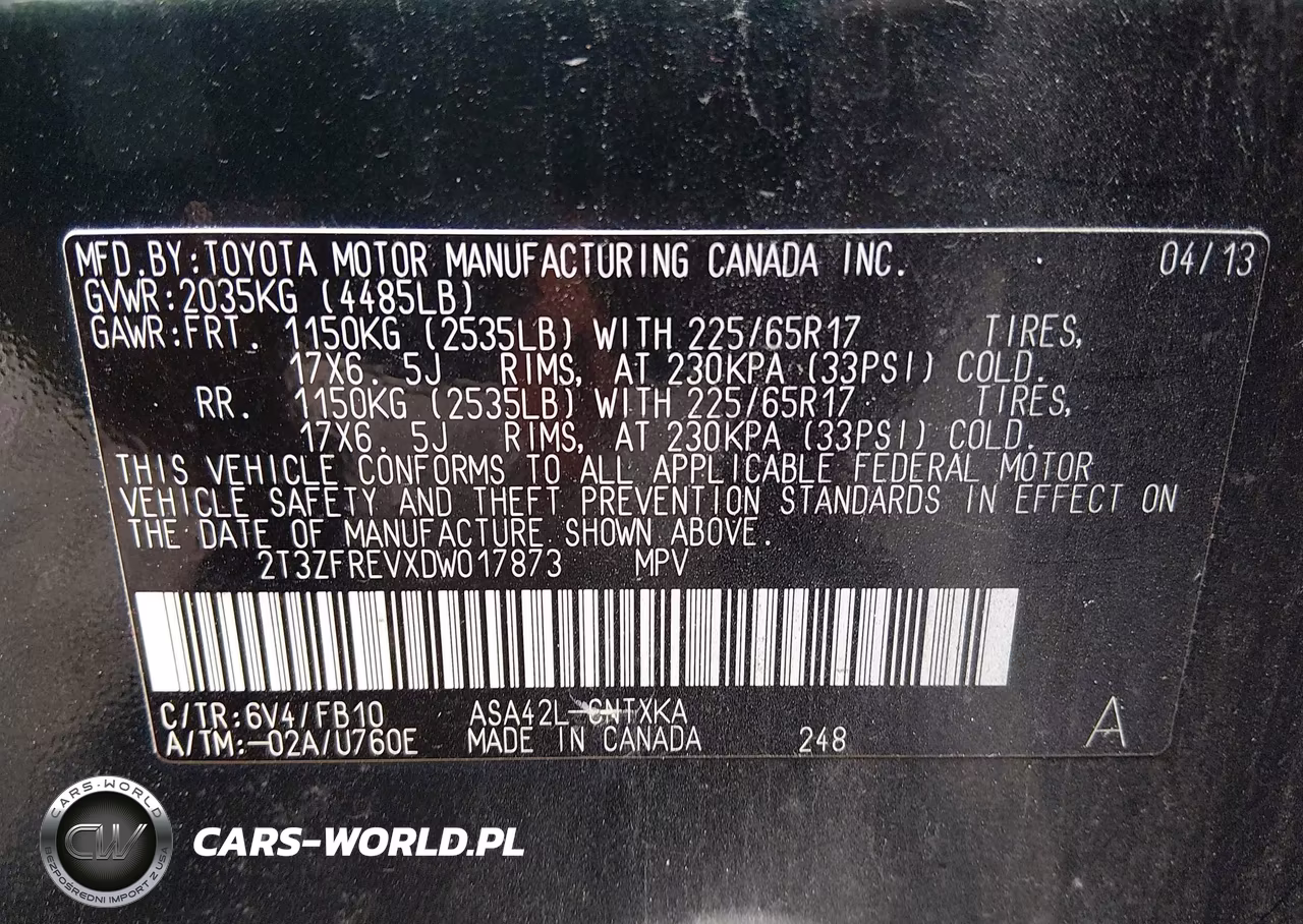 2013 Toyota Rav4 Le VIN:2T3ZFREVXDW017873 - 9