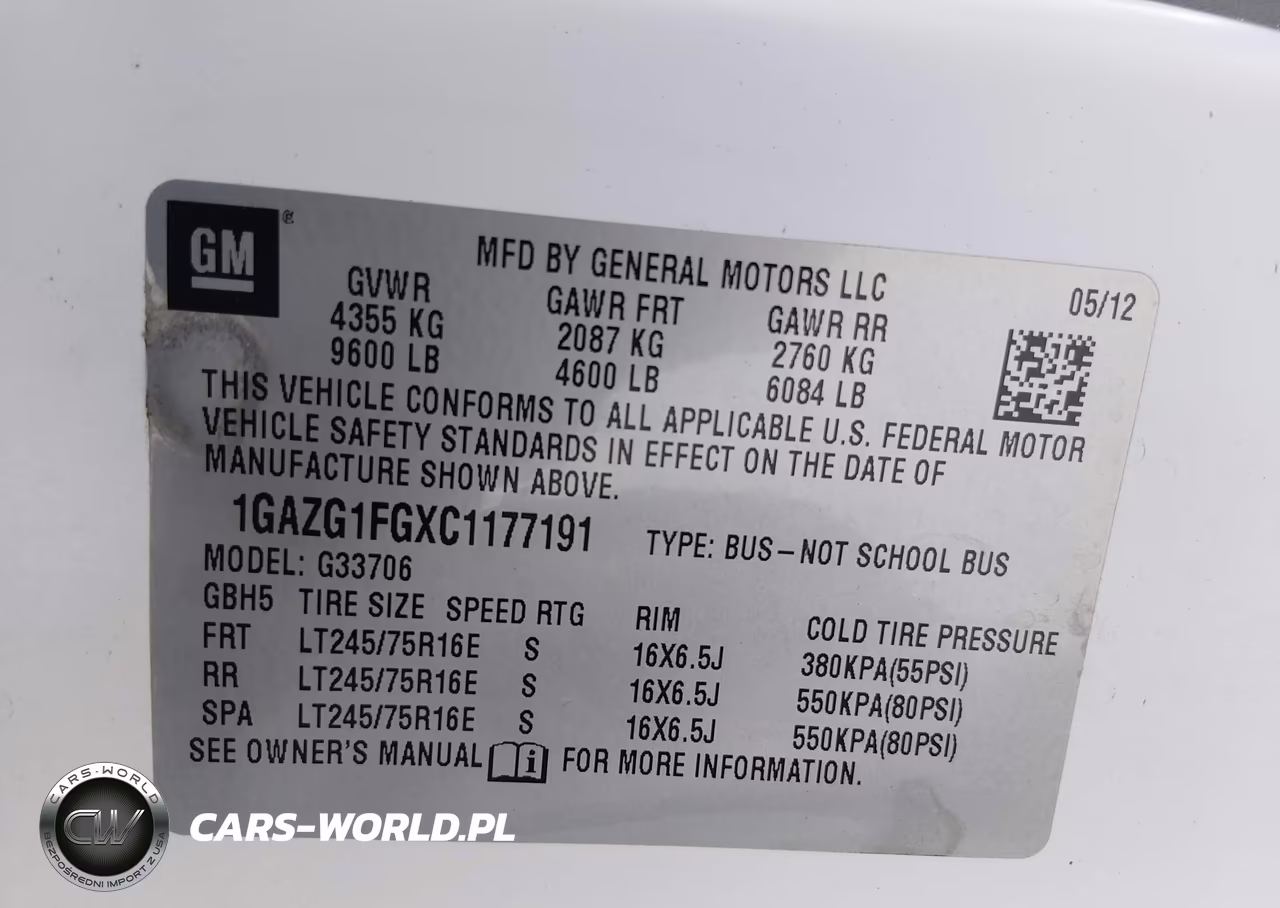 2012 Chevrolet Express 3500 Lt VIN:1GAZG1FGXC1177191 - 9