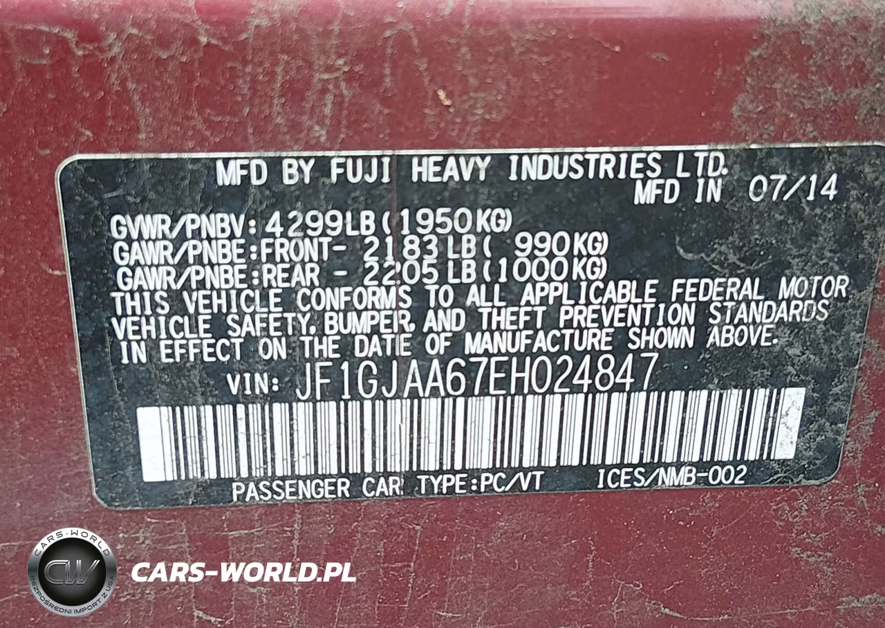 2014 Subaru Impreza 2.0I VIN:JF1GJAA67EH024847 - 9