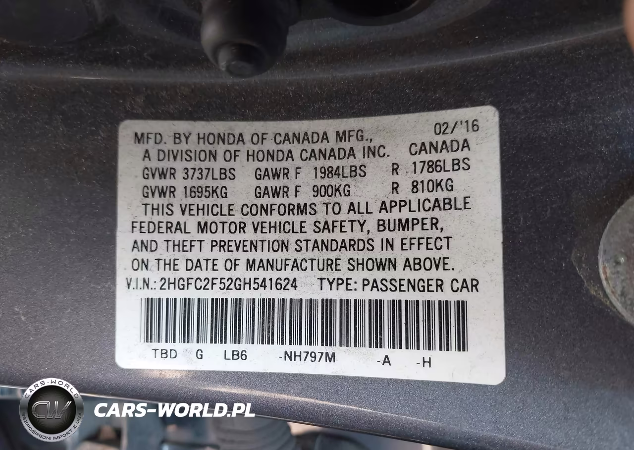 2016 Honda Civic Lx VIN:2HGFC2F52GH541624 - 9