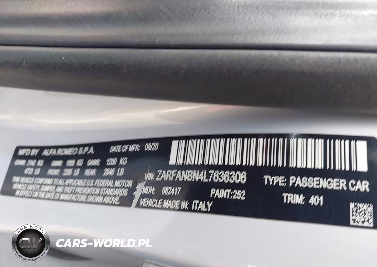 2020 Alfa Romeo Giulia Ti Sport Awd VIN:ZARFANBN4L7636306 - 9