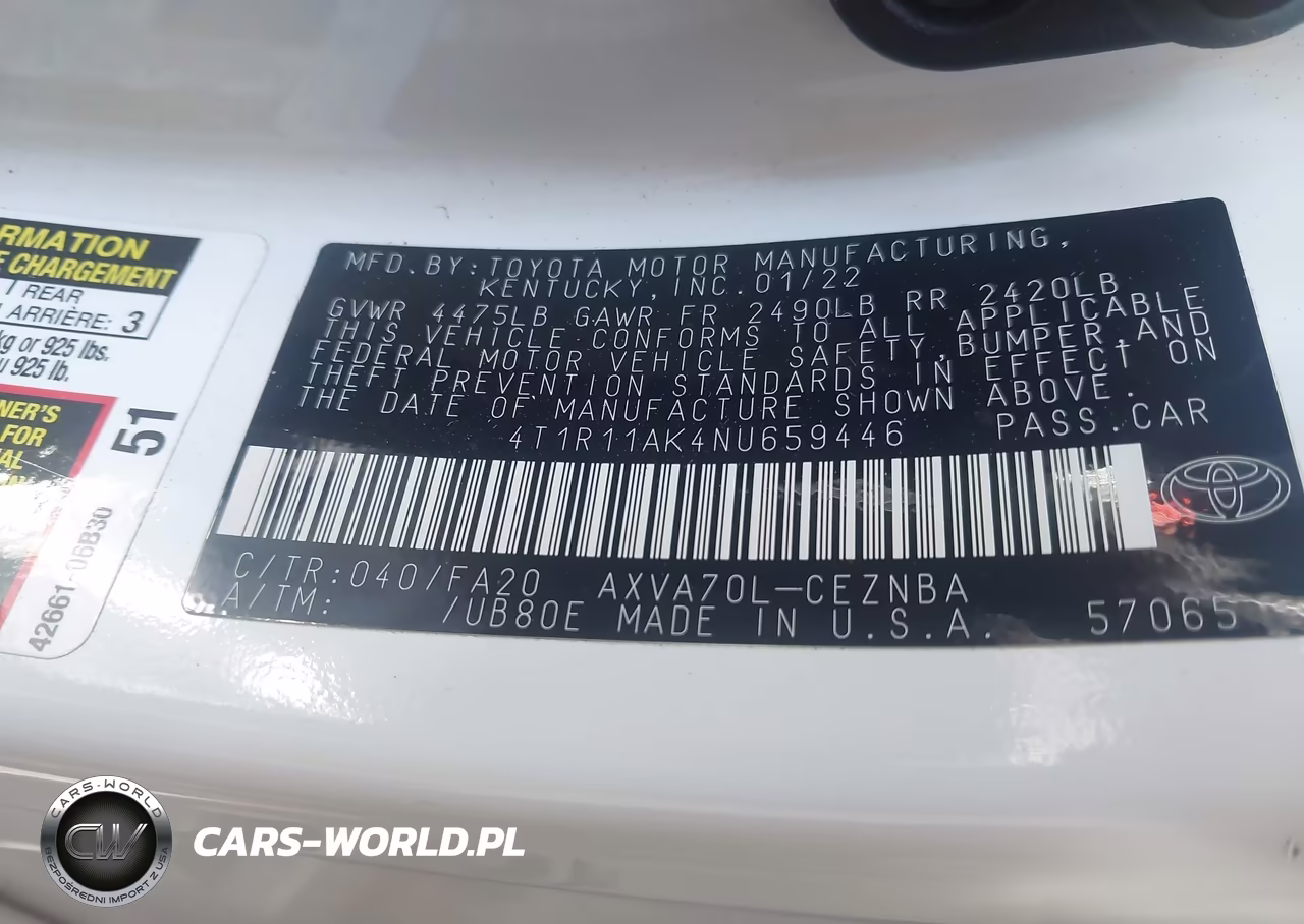 2022 Toyota Camry Le VIN:4T1R11AK4NU659446 - 9