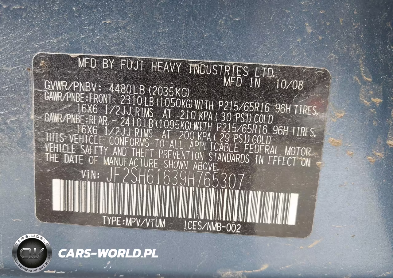 2009 Subaru Forester 2.5X VIN:JF2SH61639H765307 - 9