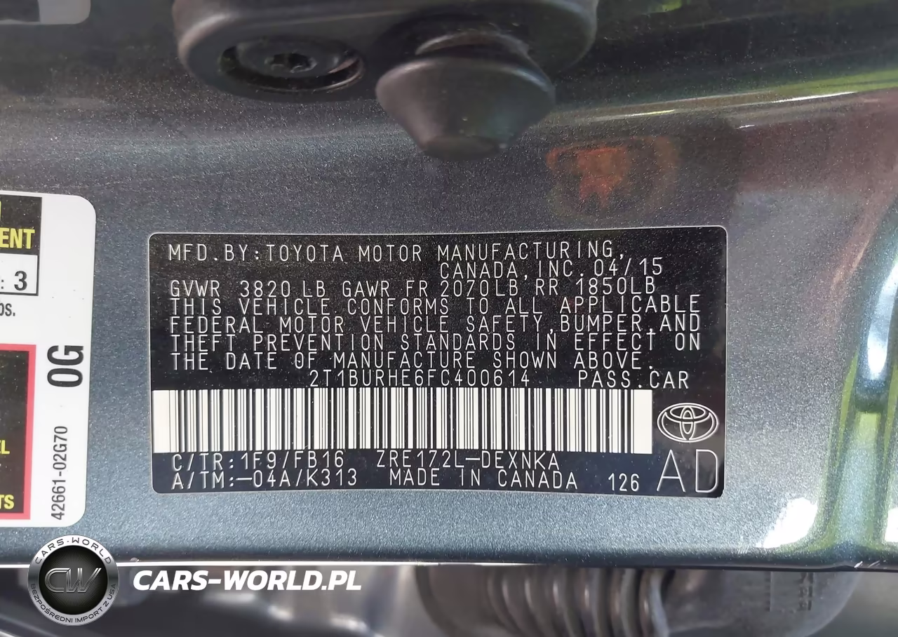 2015 Toyota Corolla Le Plus VIN:2T1BURHE6FC400614 - 9