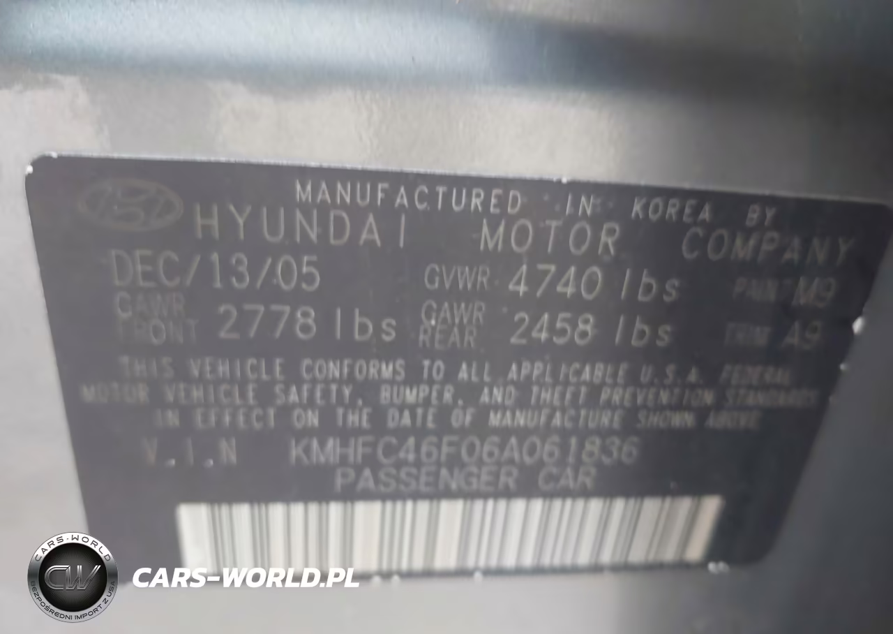 2006 Hyundai Azera VIN:KMHFC46F06A061836 - 9