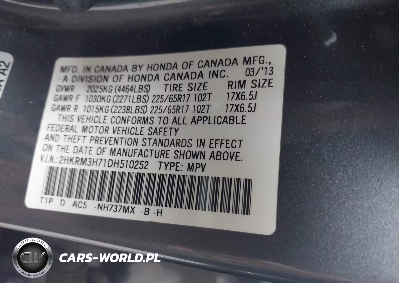 2013 Honda Cr-V Ex-L VIN:2HKRM3H71DH510252 - 9