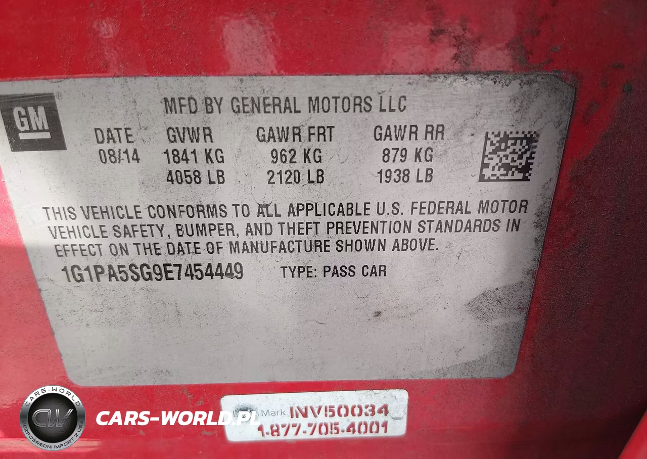2014 Chevrolet Cruze Ls Auto VIN:1G1PA5SG9E7454449 - 9