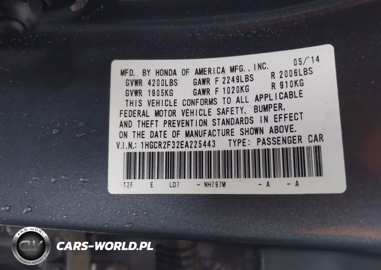 2014 Honda Accord Lx VIN:1HGCR2F32EA225443 - 9