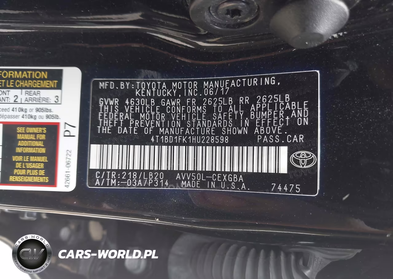 2017 Toyota Camry Hybrid Xle VIN:4T1BD1FK1HU228598 - 9