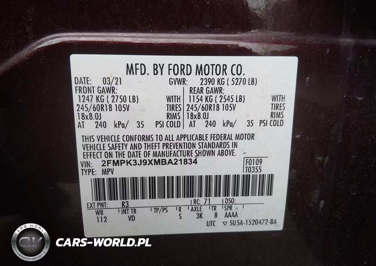 2021 Ford Edge Sel VIN:2FMPK3J9XMBA21834 - 9