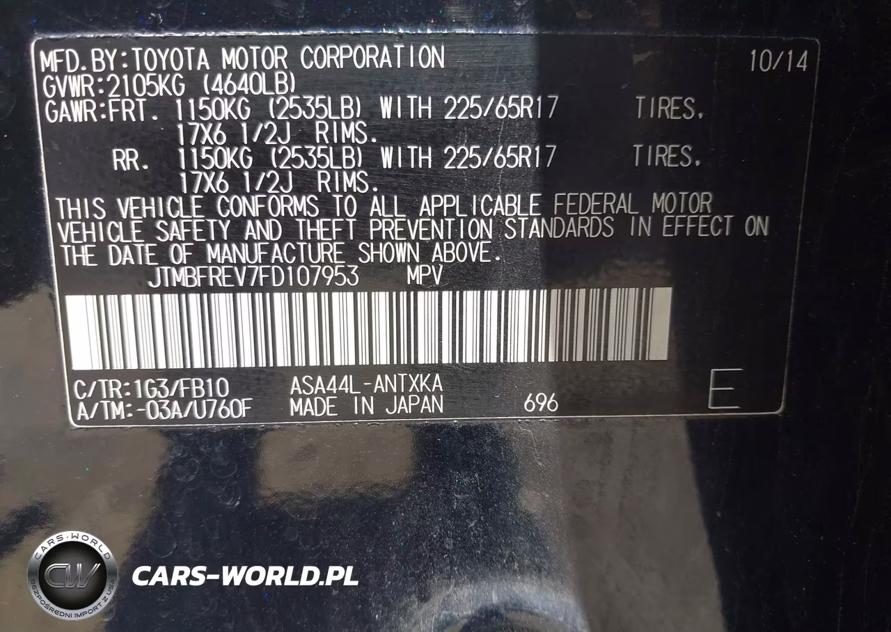 2015 Toyota Rav4 Le VIN:JTMBFREV7FD107953 - 9