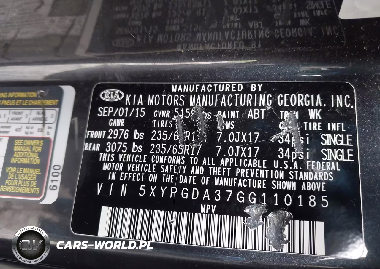 2016 Kia Sorento 2.4L Lx VIN:5XYPGDA37GG110185 - 9