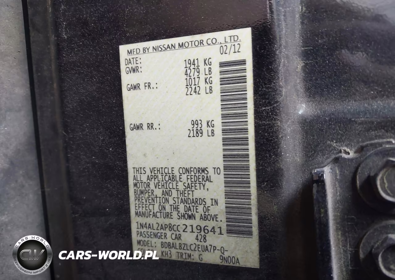 2012 Nissan Altima 2.5 S VIN:1N4AL2AP8CC219641 - 9